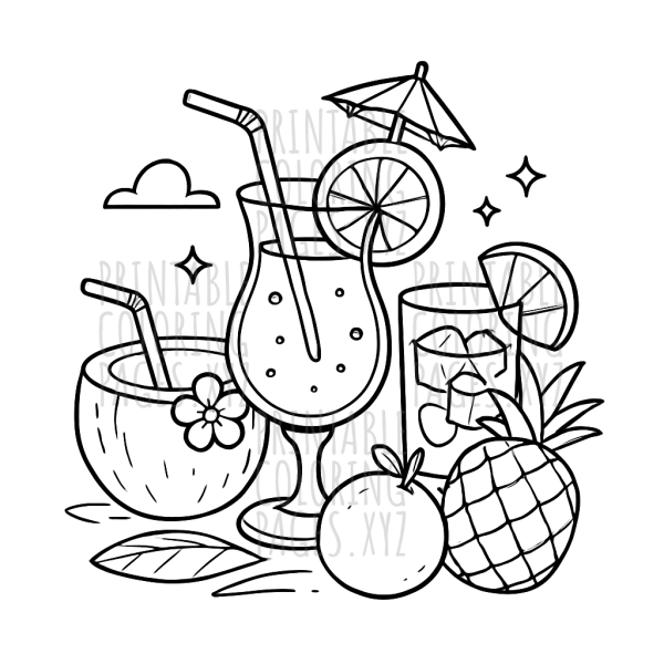 Tropical Drink Fiesta Coloring Adventure