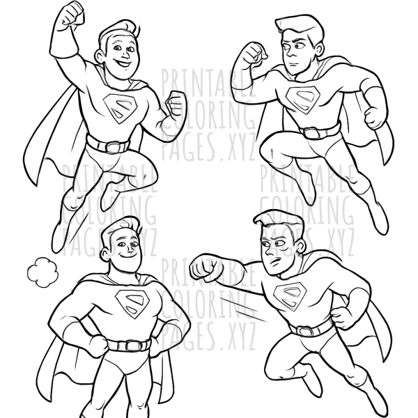 Heroic Comic Book Poses for Creative Coloring