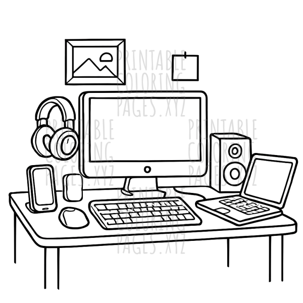 Gadget-Packed Computer Desk for Creative Fun