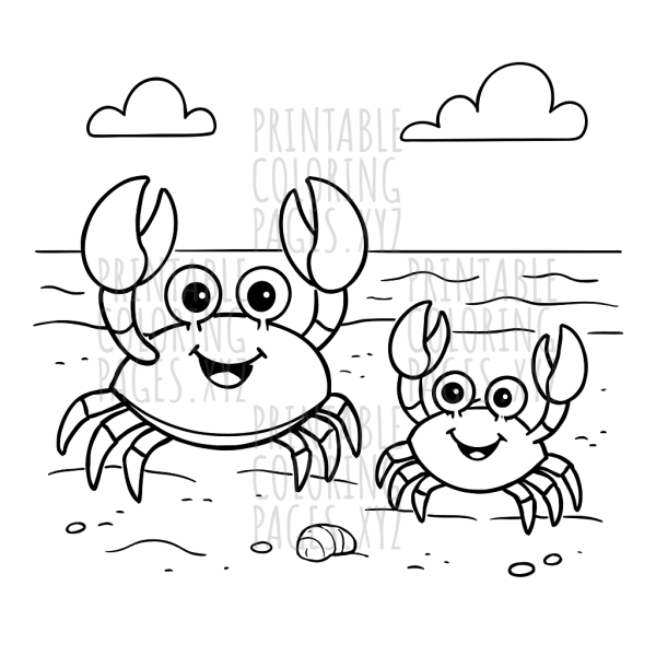 Sunny Beach Day with Playful Crabs