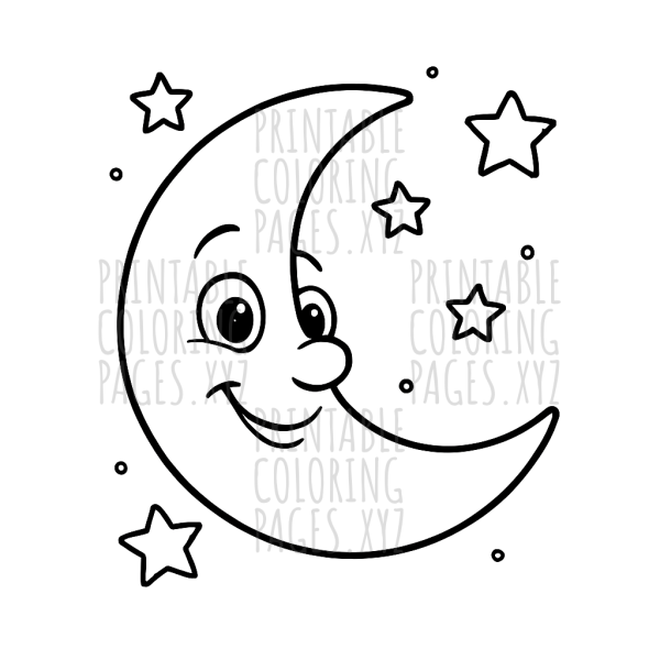 Serene Crescent Moon and Twinkling Stars