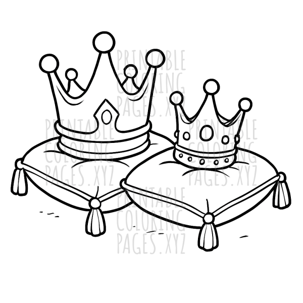 Regal Crowns on Velvet Cushions Coloring Adventure