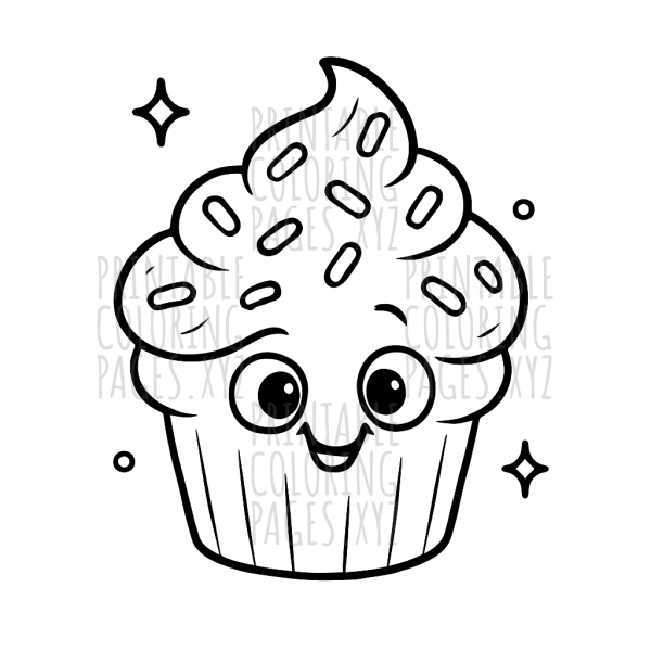 Delightful Cupcake with Sprinkles Coloring Fun