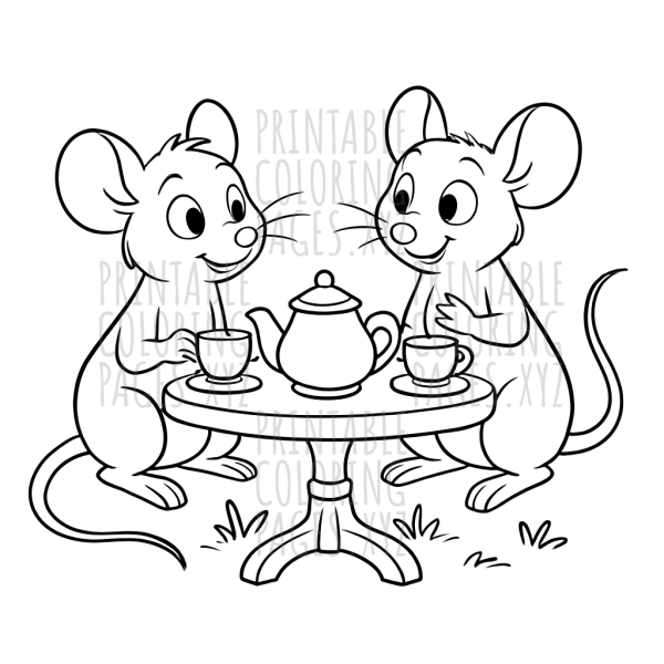 Whimsical Curious Mice Tea Party Adventure