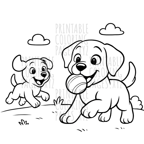 Playful Puppies Fetch Fun