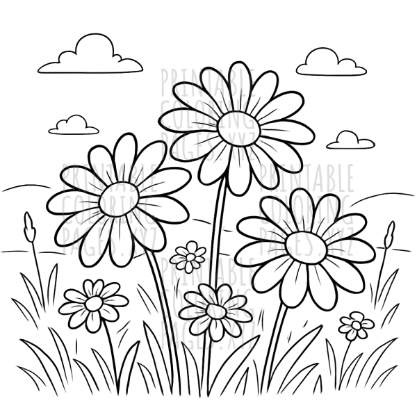 Sunny Meadow of Daisies