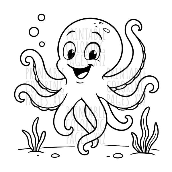 Joyful Dancing Octopus Underwater Scene