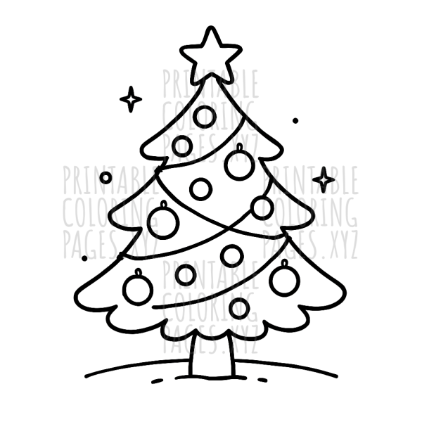 Festive Decorated Christmas Tree Coloring Fun