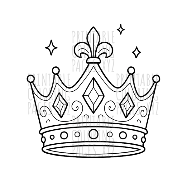 Royal Radiance: Decorated Queen’s Crown Coloring Page