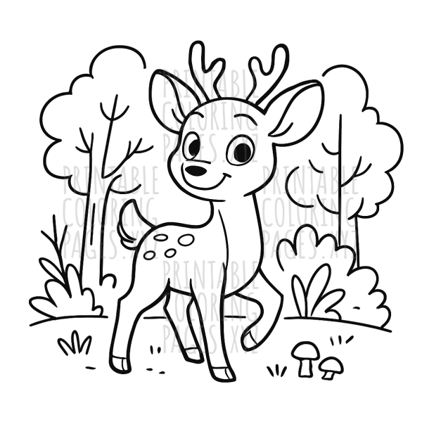 Serene Deer in Majestic Forest Scene