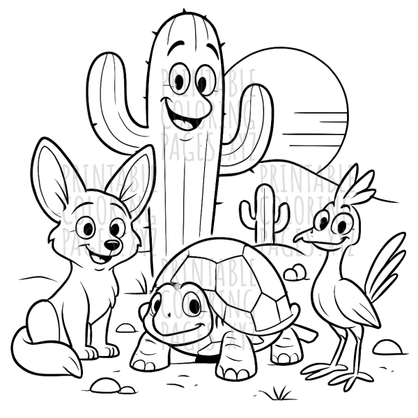 Sunset Safari: Desert Animals Coloring Adventure