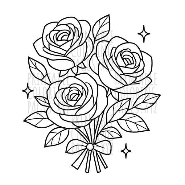 Elegant Rose Bouquet Art for Creative Coloring
