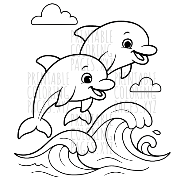 Dolphins Dancing Over Ocean Waves