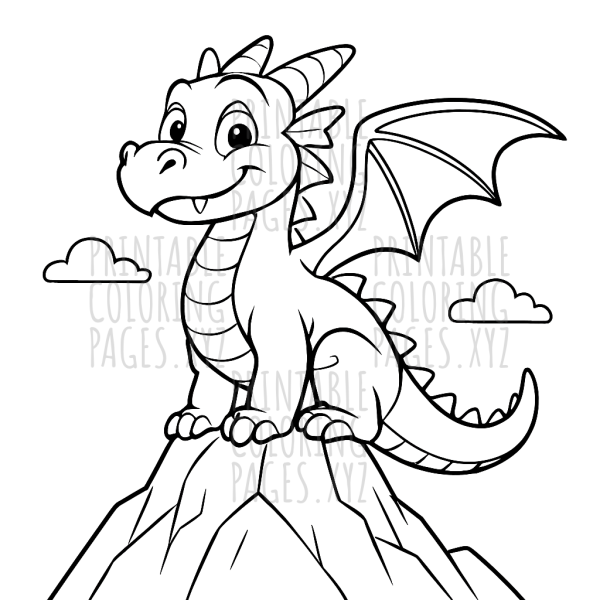 Majestic Dragon Perched on a Mountain