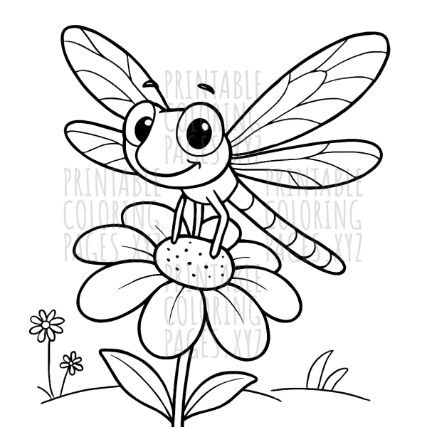 Delicate Dragonfly on Blooming Flower