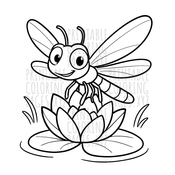 Serene Dragonfly on Lotus Art