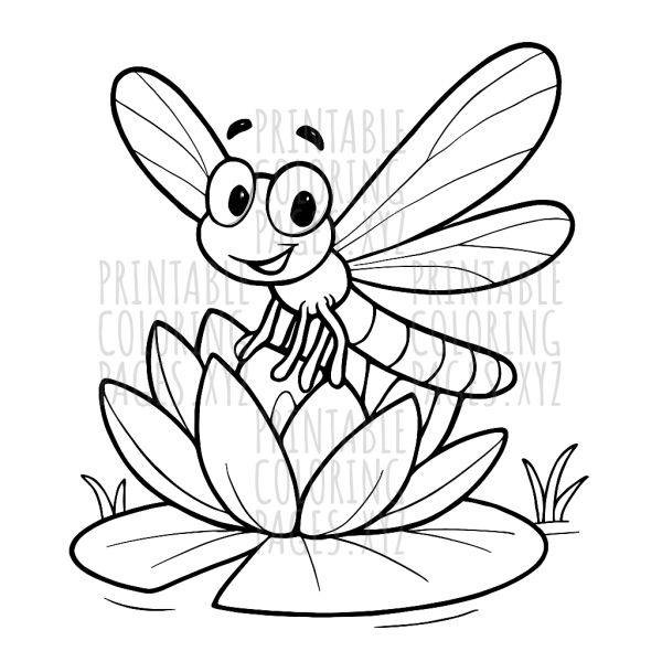 Graceful Dragonfly on Lotus Flower Scene