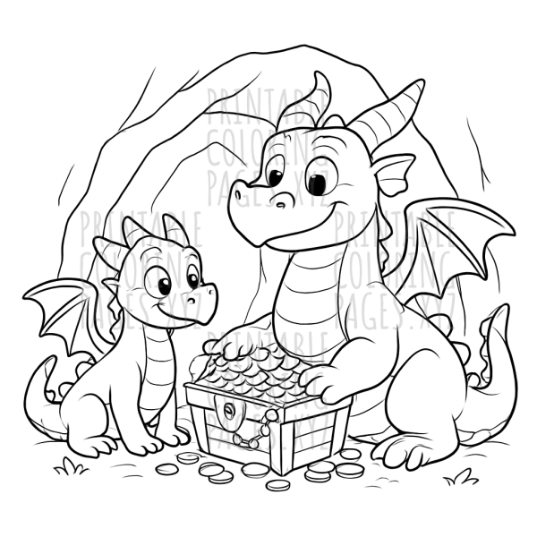 Mystical Dragons Guarding a Treasure Cave Adventure