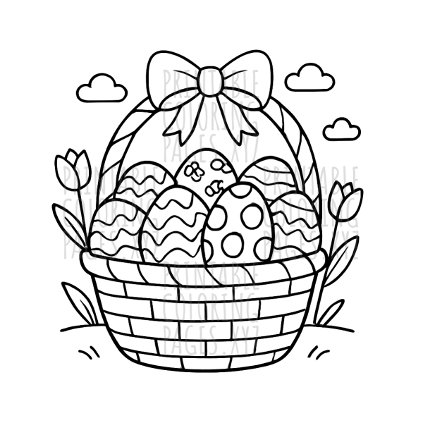 Cheerful Easter Baskets Filled with Colorful Eggs