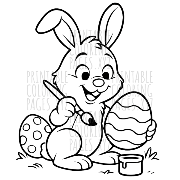 Easter Bunny Painting Eggs Delight