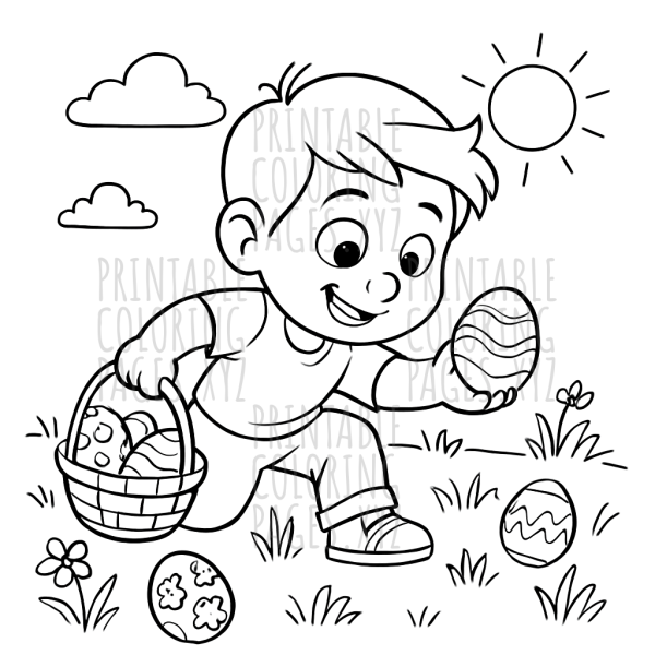Springtime Easter Egg Hunt in a Sunny Meadow