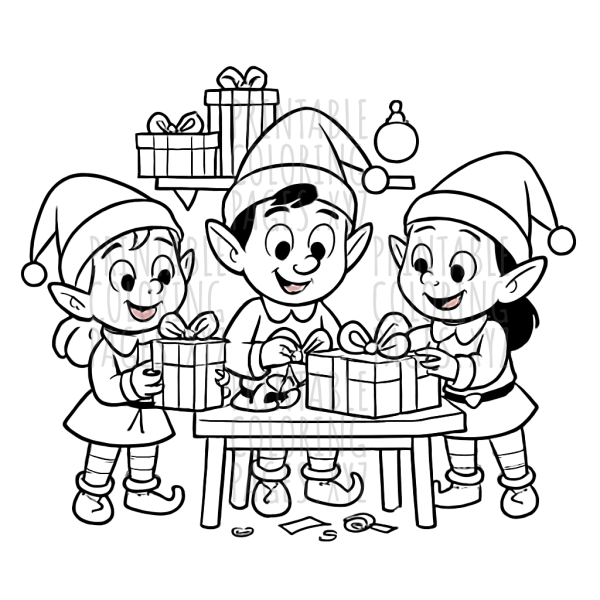 Elves Busy Preparing Magical Gifts