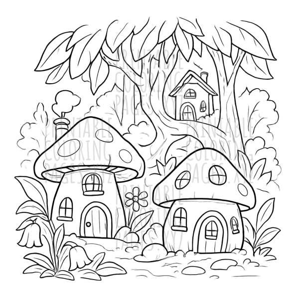 Magical Enchanted Forest with Fairy Homes