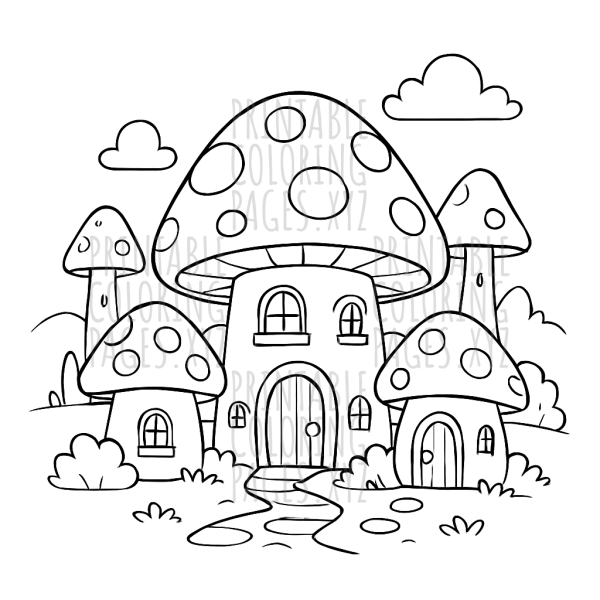 Whimsical Fairy Tale Mushroom Village Adventure