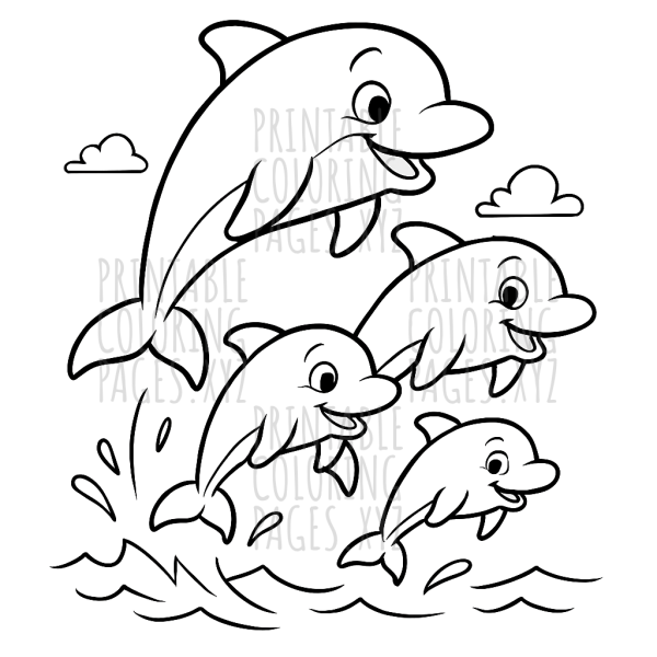 Joyful Dolphins Leaping Together