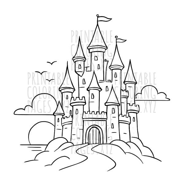 Magical Fantasy Castle at Sunset