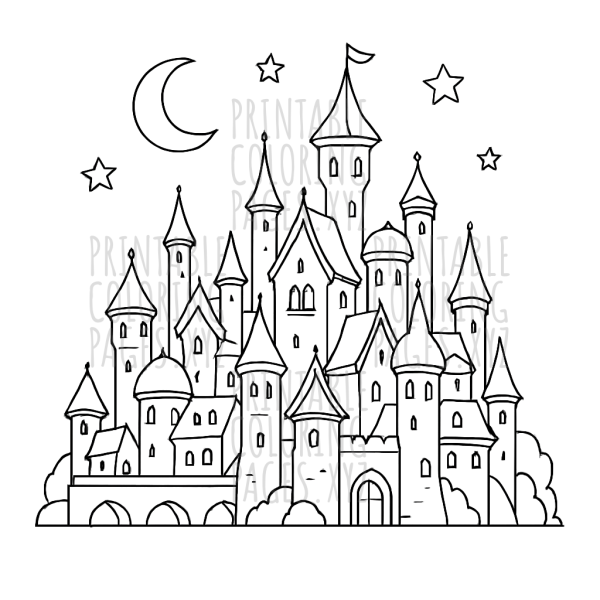 Dreamy Fantasy City Skyline at Night