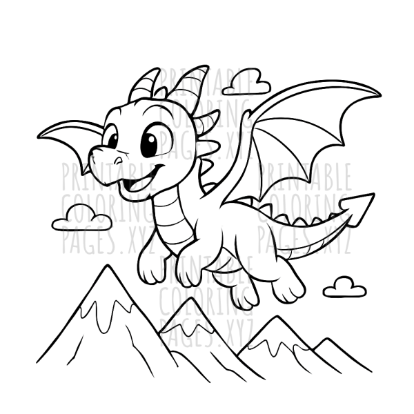Soaring Fantasy Dragon Above Majestic Mountains