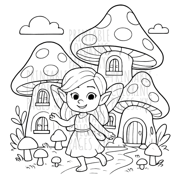 Whimsical Fantasy Fairy Mushroom Village Adventure