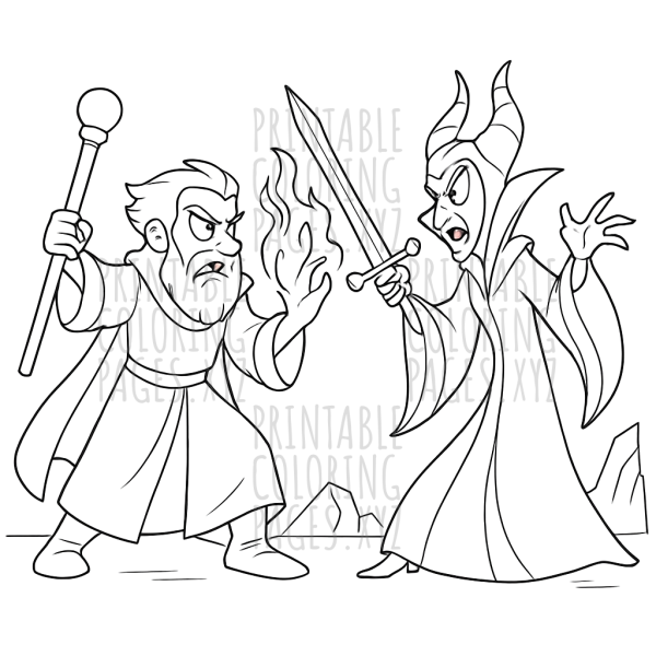 Epic Fantasy Villain Duel Battle Scene