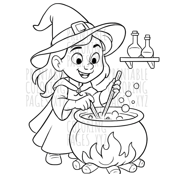 Mystical Witch Brewing a Magical Potion