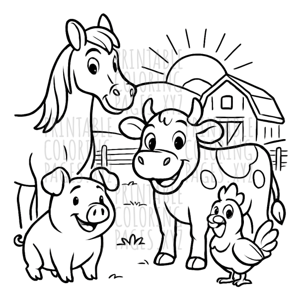 Sunrise on the Farm: Cute Animal Friends