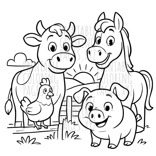 Sunrise Serenity with Farm Animals