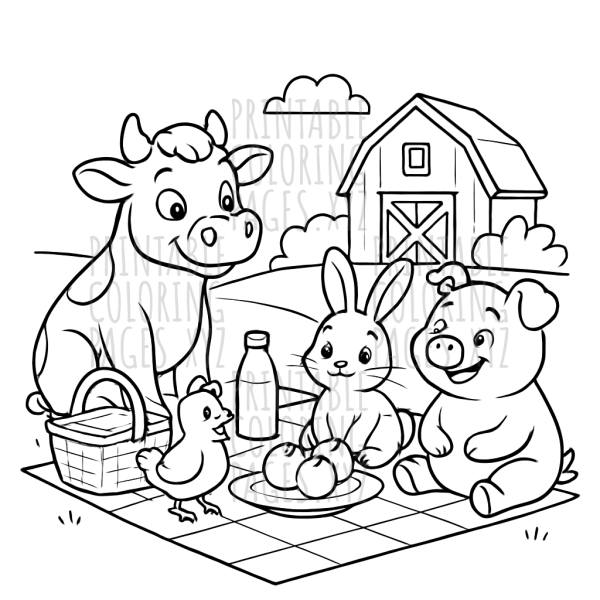 A Delightful Farmhouse Picnic with Friendly Animals