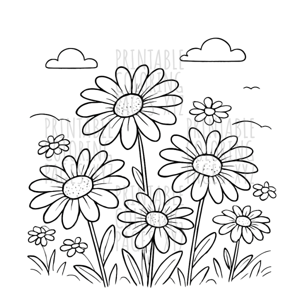 Sunny Field of Blooming Daisies