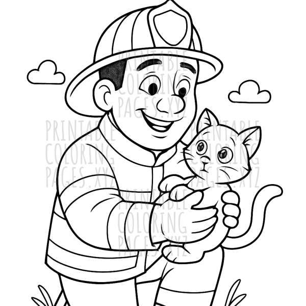 Heroic Firefighter Saving a Kitten Adventure