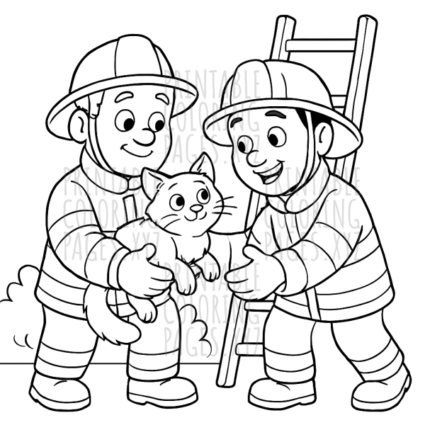 Rescue Mission: Firefighters Saving a Kitten