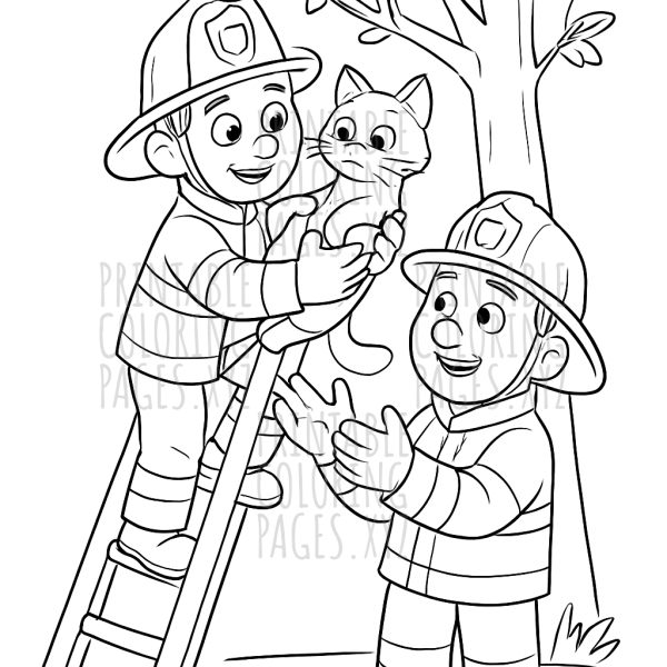 Heroic Firefighters Rescuing a Lost Cat