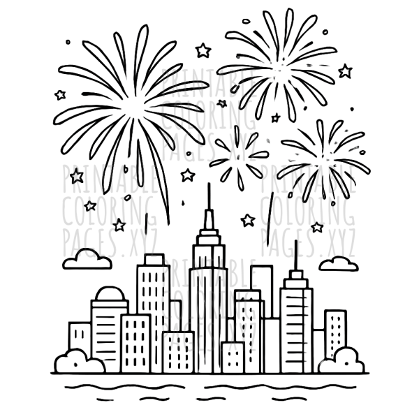 City Skyline Fireworks Celebration