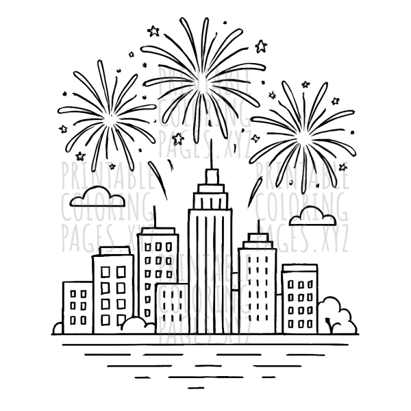 Sparkling Fireworks Show Above the City