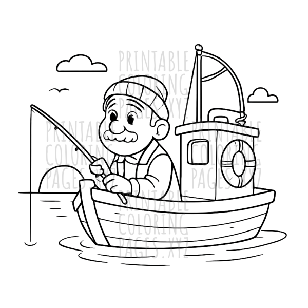 Serene Fisherman Boat at Dawn Scene