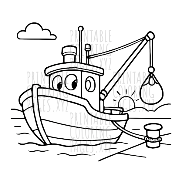 Serene Fishing Boat at Dawn Harbor