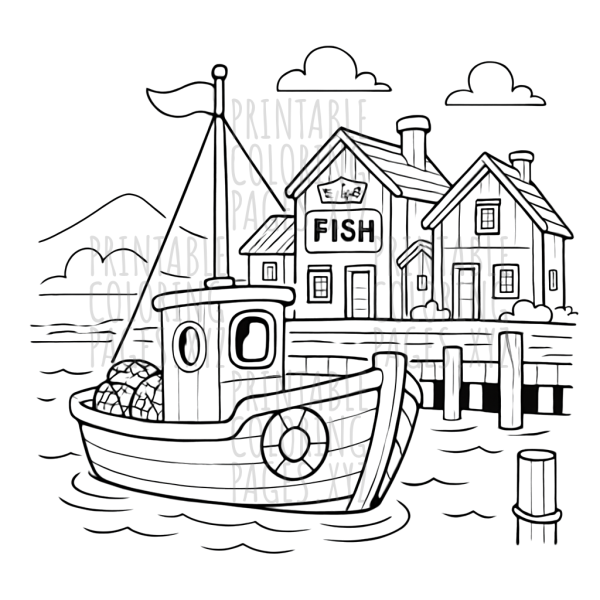 Peaceful Fishing Village Harbor Scene