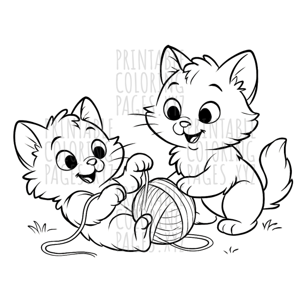 Playful Fluffy Kittens with Yarn Adventure