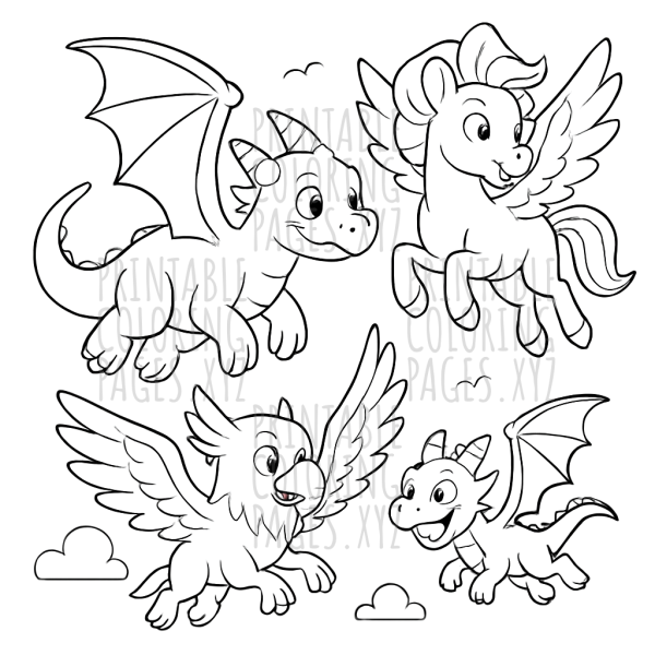 Soaring Legends: Magical Flying Mythical Creatures Art