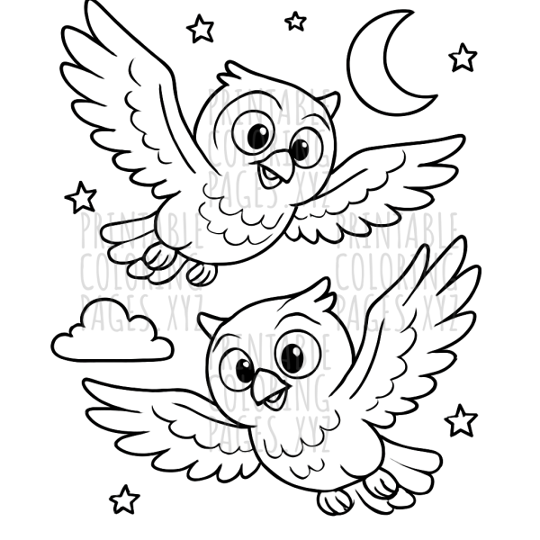 Mystical Night Flight with Flying Owls